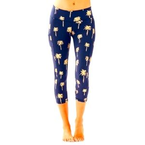 Lilly Pulitzer Weekender Crop Leggings True Navy Sunset Safari Palms Size XS